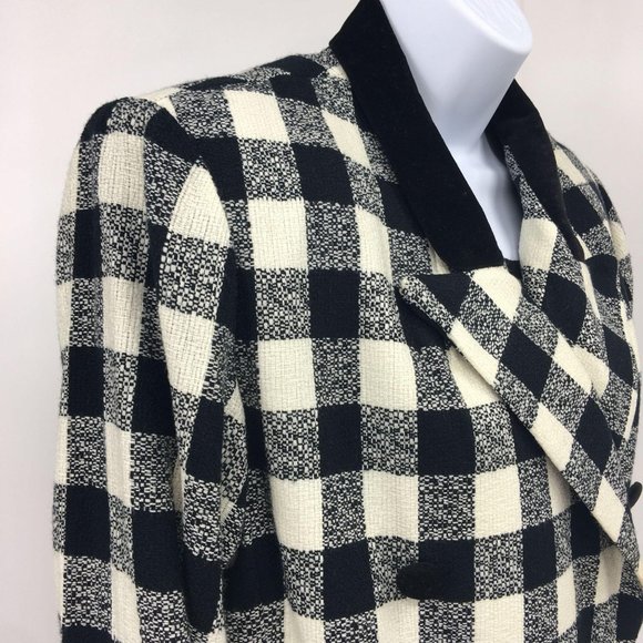 VTG Black and Cream Buffalo Check Crop Jacket - Picture 5 of 8